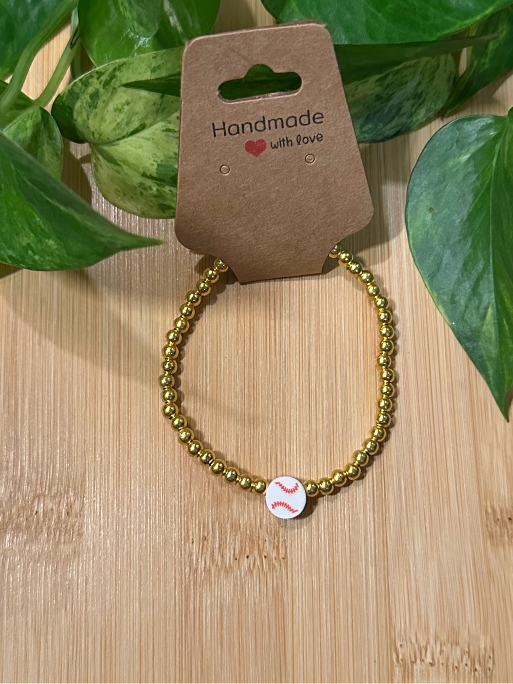 ⚾✨ Baseball Stretchy Beaded Bracelet | Handmade‎ | Clay Baseball Charm ⚾